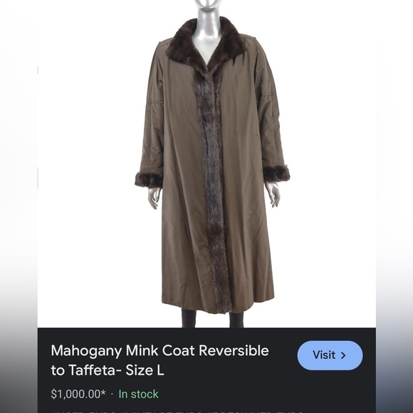 Rain coat Mink fur 🧥 approximate size L/XL (12/14) in good condition winter coat - Picture 5 of 9